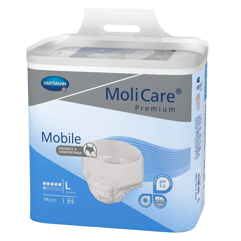 **Hartmann Molicare Mobile Pull-On Disposable Absorbent Underwear - Large Size, Moderate Absorbency, 56 Count (Box) - Ideal for Incontinence Care, Travel & Active Lifestyles**