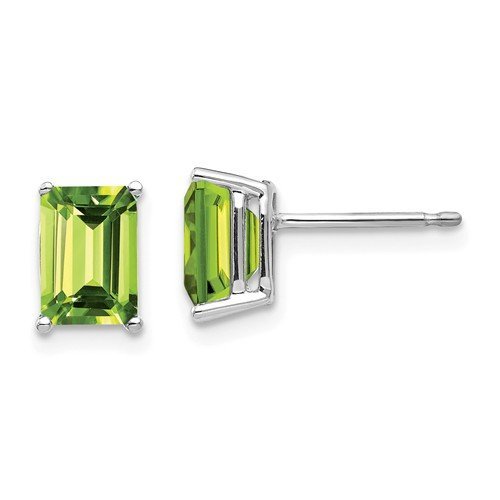 14K White Gold 2.00 CTW Emerald and Peridot Stud Earrings for Women - Elegant Birthstone Jewelry Gift for Anniversary, Birthday & Special Occasions