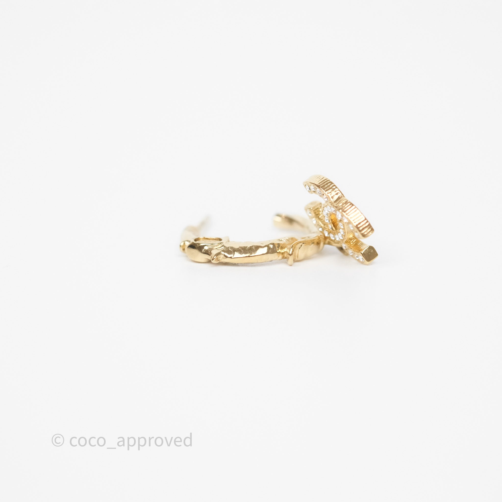 Chanel CC Crystal Hoop Earrings Gold Tone 23C - Luxury Fashion Jewelry for Women | Perfect for Parties, Weddings & Special Occasions