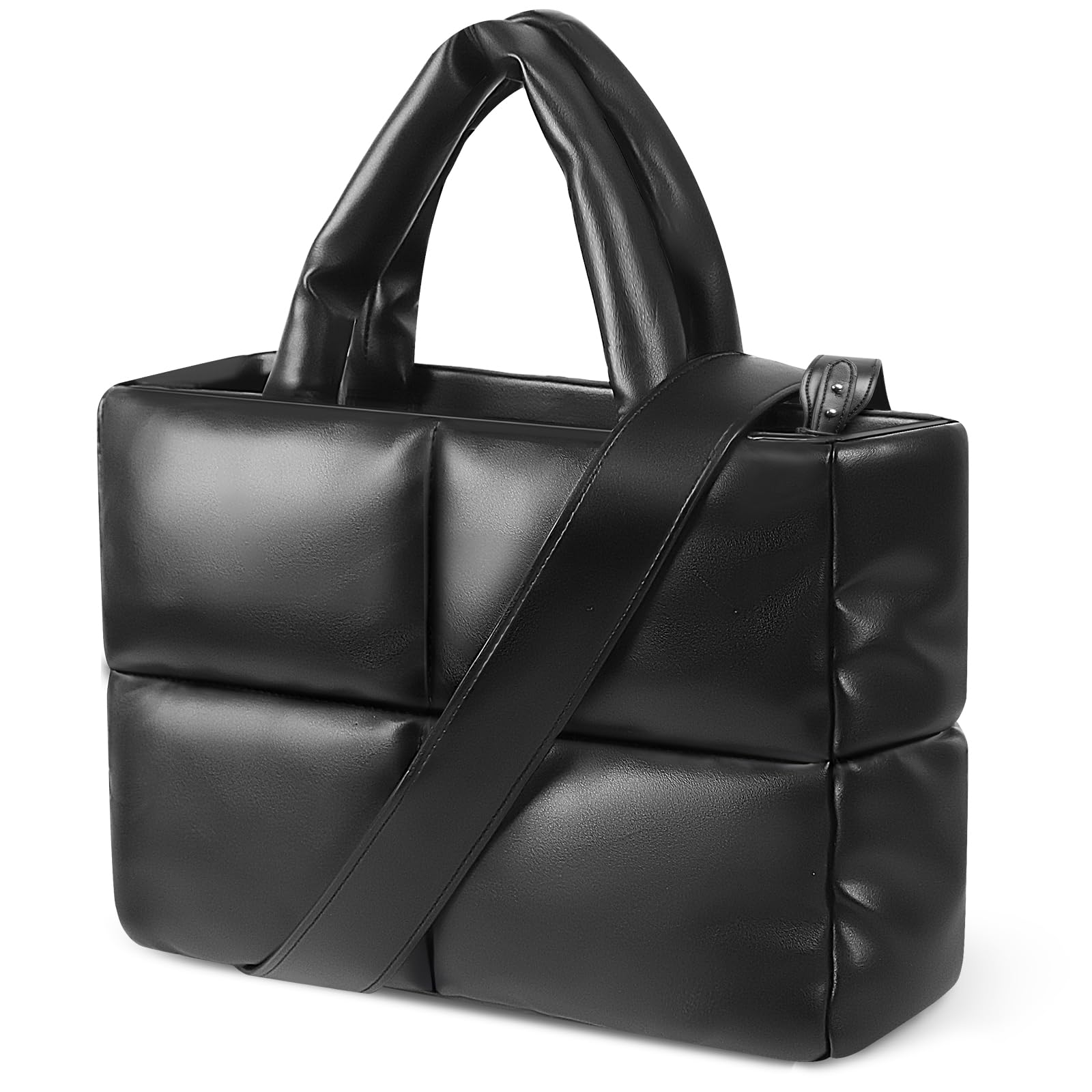 Quilted Puffer Tote Bag for Women - Soft Padded Cotton Leather Crossbody Shoulder Handbag with Zipper | Perfect for Work, Travel & Everyday Use