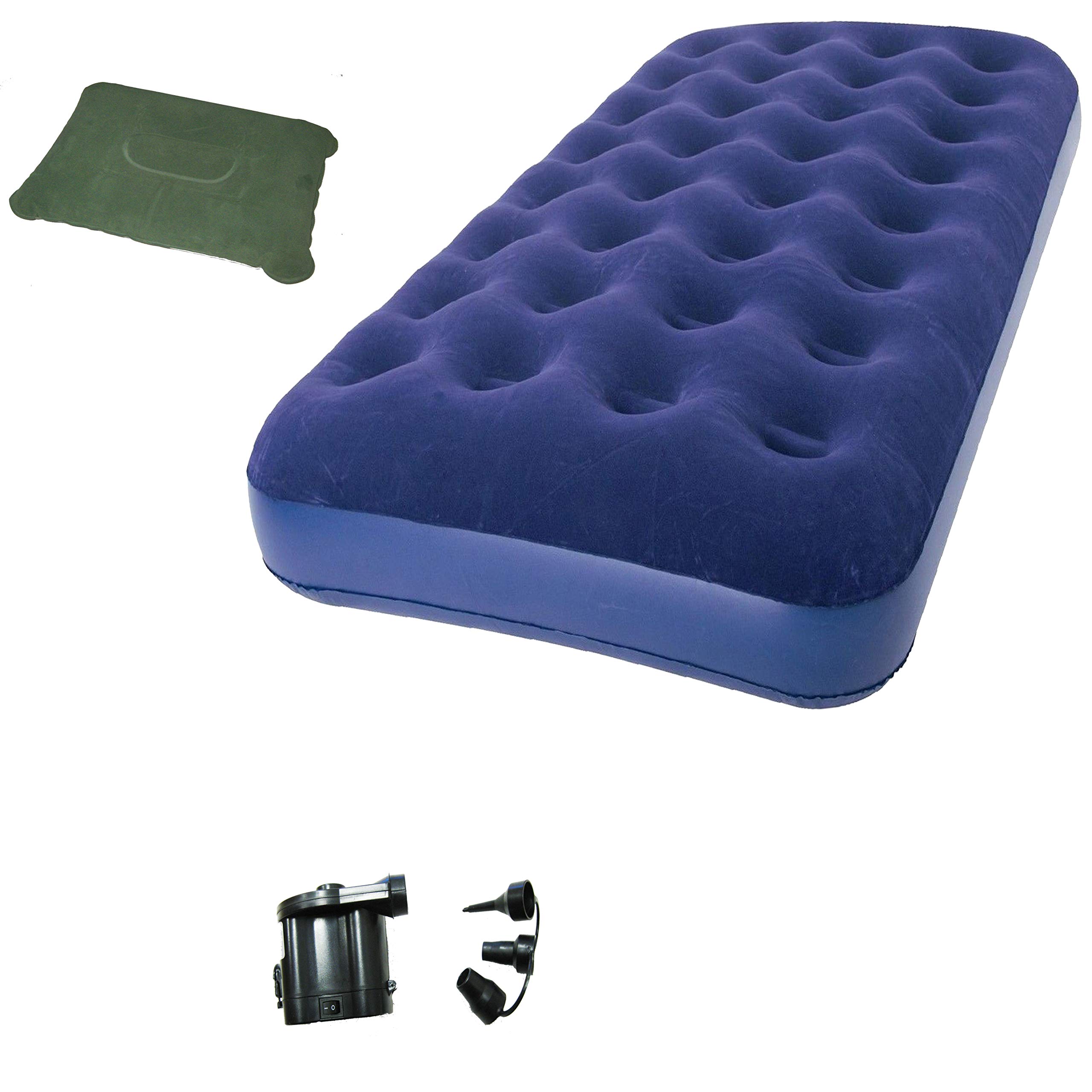 Zaltana Twin Size Air Mattress with Built-in DC Air Pump (Battery Not Included) & Inflatable Pillow - Portable Camping Bed for Outdoor Adventures, Guest Sleepovers, and Travel