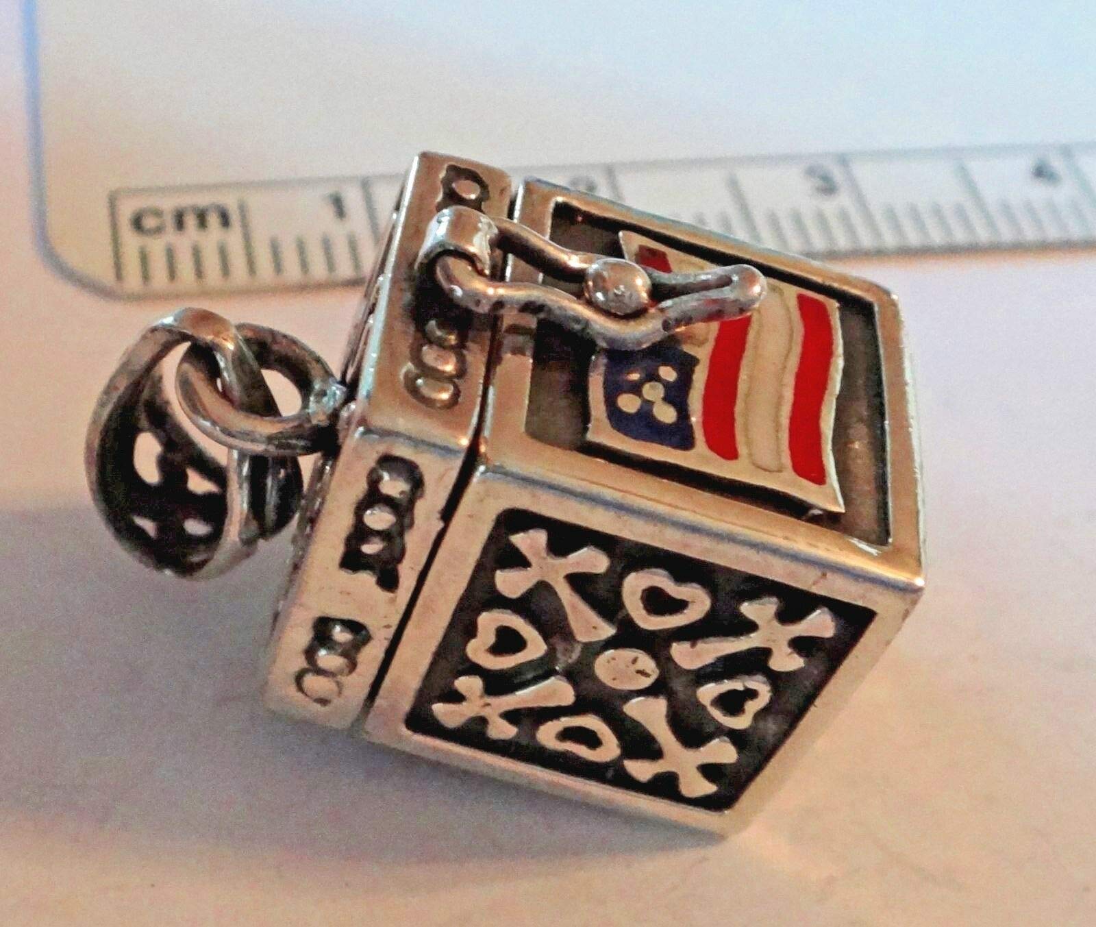 10g Sterling Silver US Flag Cross Heart Christian Fish Prayer Box Charm - 20x16mm DIY Jewelry Making Beads for Bracelets & Necklaces - Perfect for Religious Gifts, Faith-Based Crafts, and Patriotic Accessories