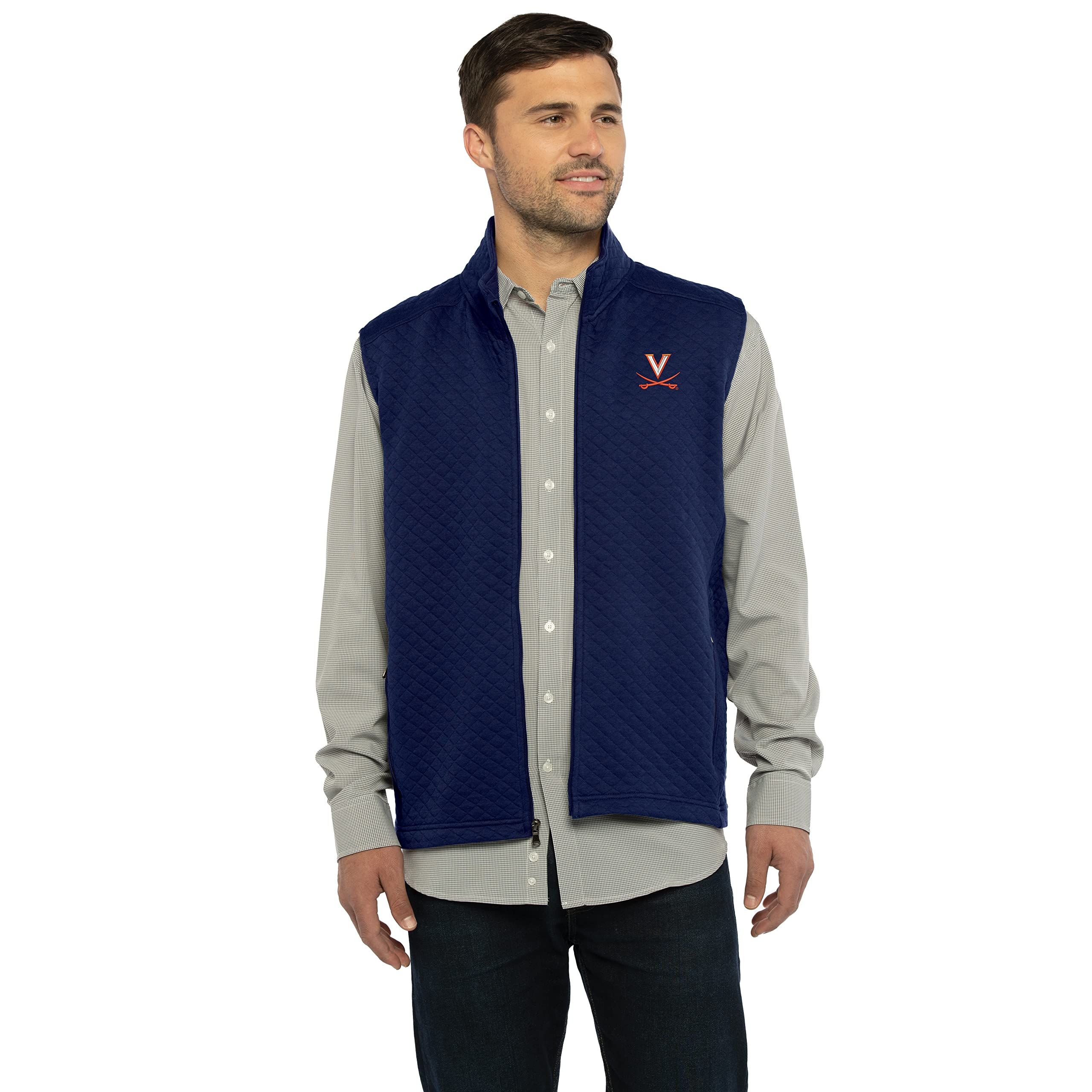 Virginia Cavaliers Men's X-Large Full Zip Quilted Vest - Lightweight Puffer Jacket for College Game Day, Tailgating & Outdoor Activities