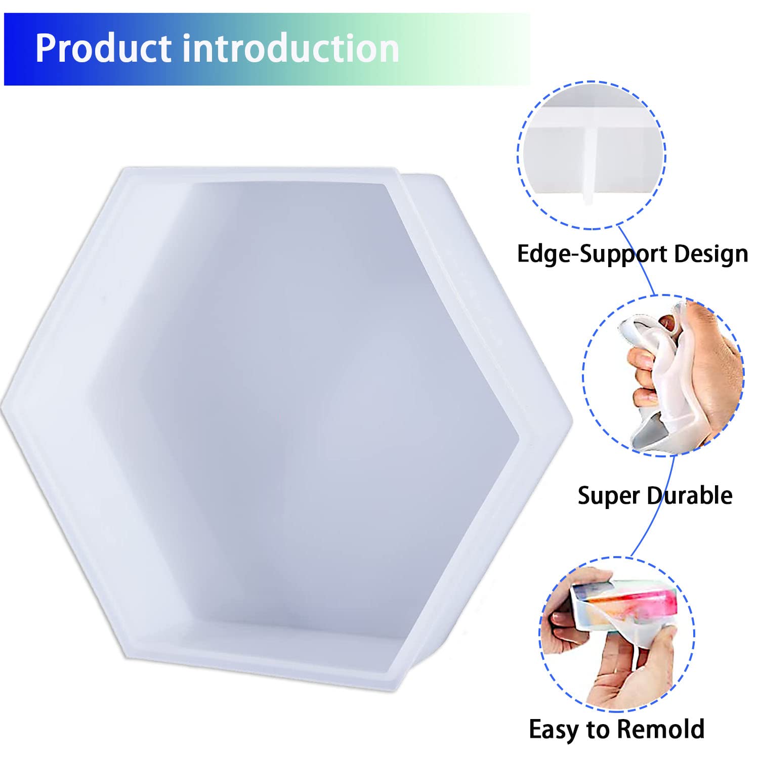 Premium 9-Inch Large Hexagon Silicone Molds for Resin Art - Flower Preservation, DIY Wedding Decorations, Valentine's Day & Anniversary Gifts - Home Decor Crafting Supplies for Epoxy Projects