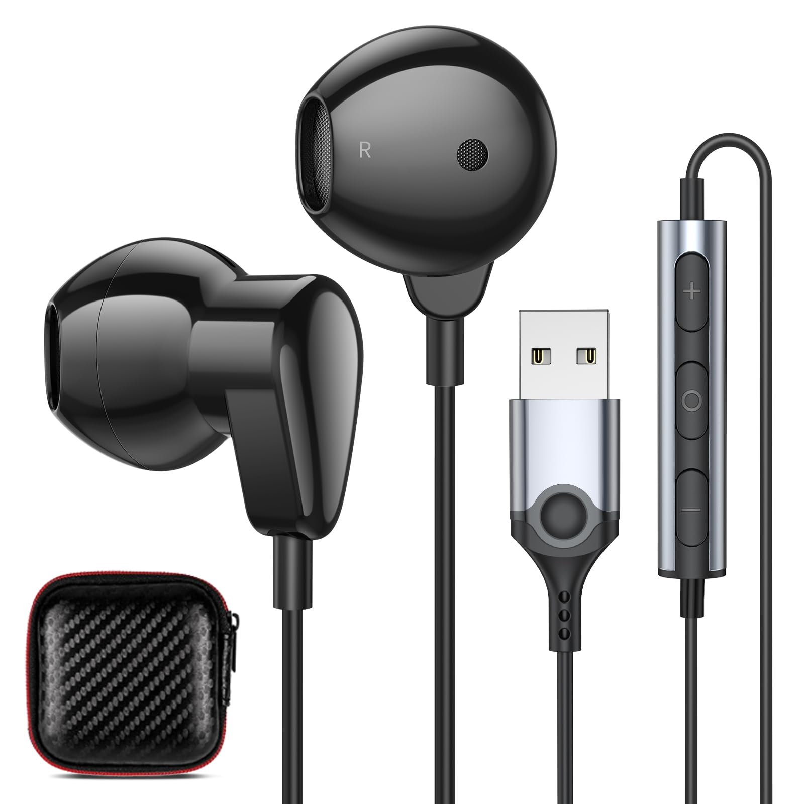 ACANDYA USB Headset with Microphone for PC - 7.5FT Cord USB-A Computer Headphones with Audio Controls & Mute Function - Perfect for Office Work, Live Streaming, Gaming, and Online Meetings