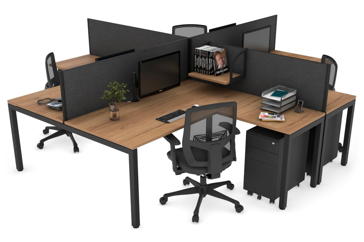 Quadro Square Legs 4-Person Corner Workstation Desk - 1600L x 1800W with Cable Management Scallop - Perfect for Office, Home Office & Collaborative Workspaces