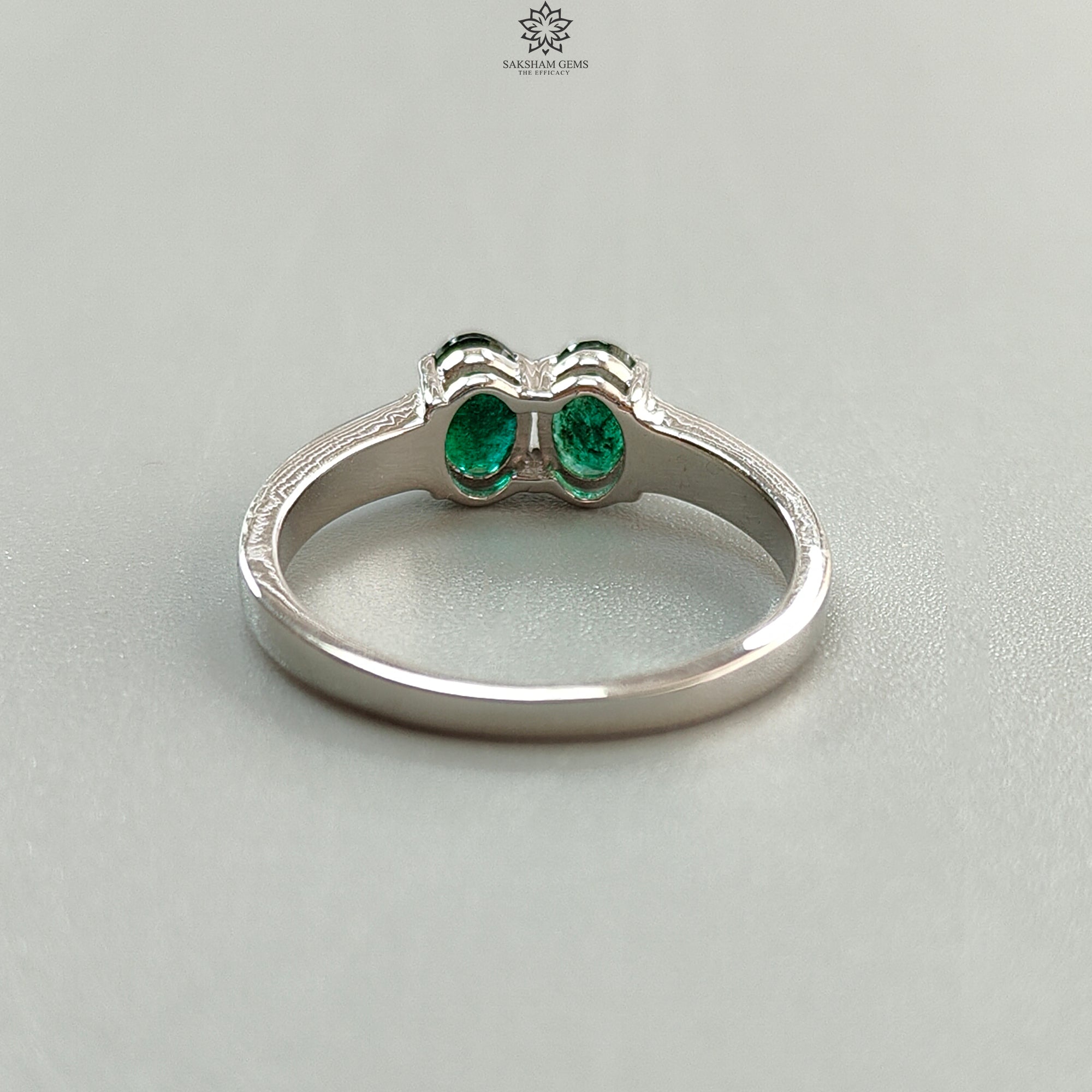 Natural Untreated Emerald Oval Faceted Cut 925 Sterling Silver Ring for Women | 2.78gms Genuine Emerald Prong Set Jewelry | Size 8.25 US | Perfect for Engagement, Anniversary Gifts & Everyday Elegance