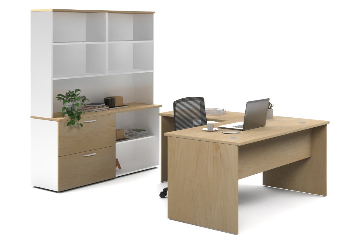 L-Shaped Executive Desk with Uniform Panel & White Carcass - 1600L x 1600W - Perfect for Home Office, Corporate Workspace & Modern Office Decor