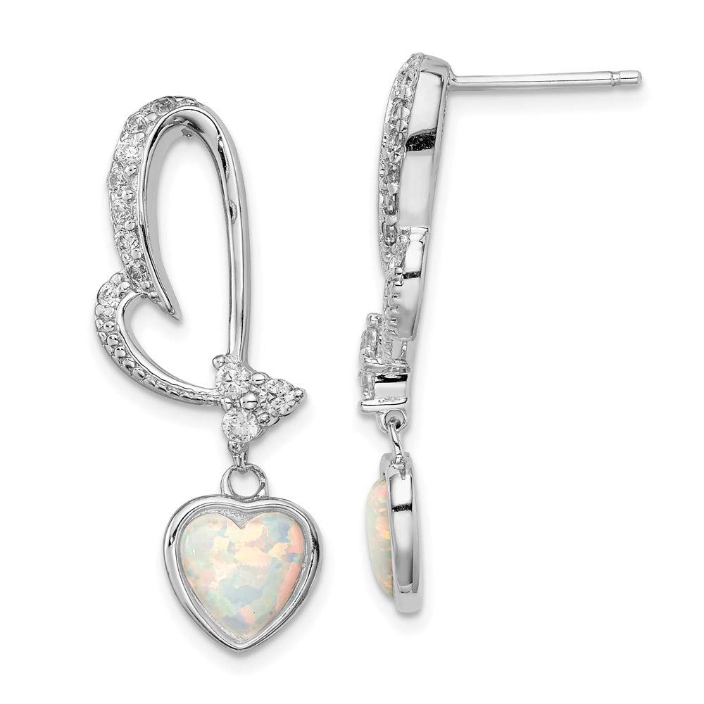 Lab Created Opal & Cubic Zirconia Heart Earrings in Sterling Silver - Perfect for Valentine's Day, Anniversary Gifts & Everyday Elegance