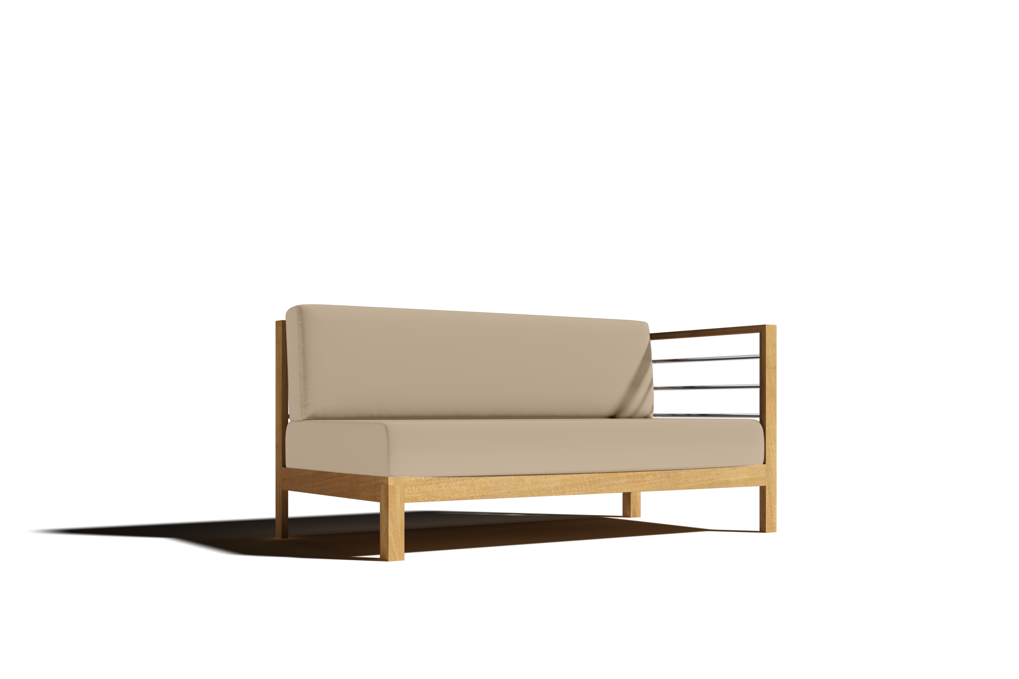 Premium 7-Piece Teak Outdoor Sectional Sofa Set with Sunbrella Fawn Cushions – Deep Seating Patio Furniture for Garden, Poolside & Backyard Relaxation