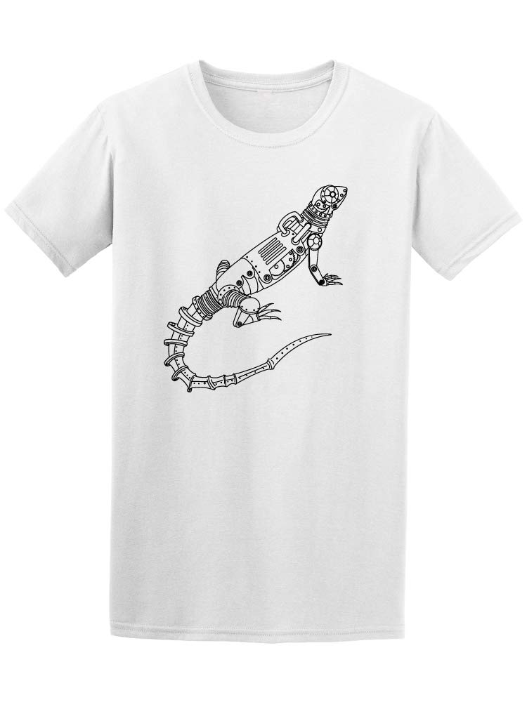 Steampunk Mechanical Lizard Graphic T-Shirt for Men | Vintage Retro Style Cotton Tee | Perfect for Cosplay, Gaming & Alternative Fashion