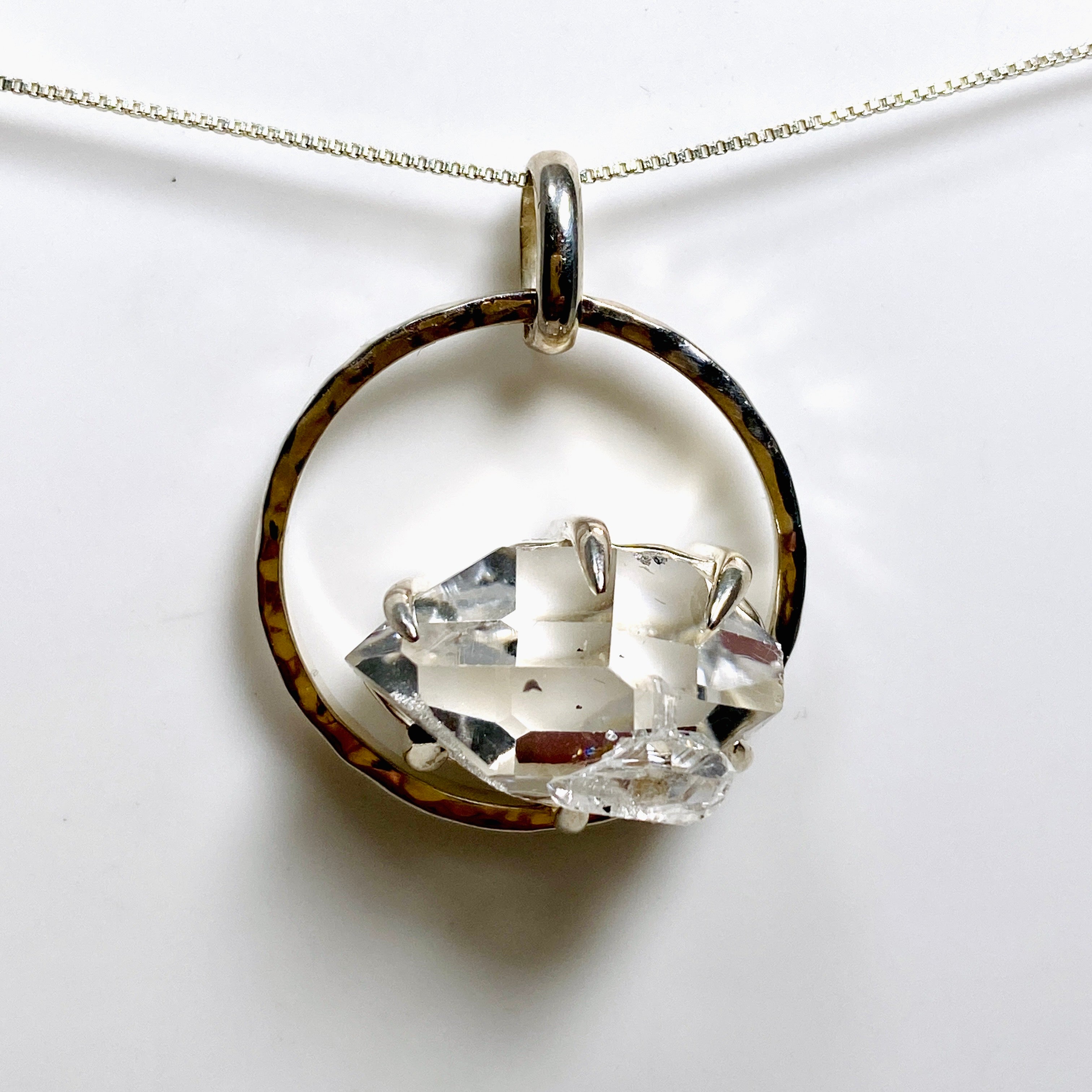 Natural Herkimer Diamond Pendant Necklace - 925 Sterling Silver Jewelry for Women - Healing Crystal Gift for Meditation & Energy Work