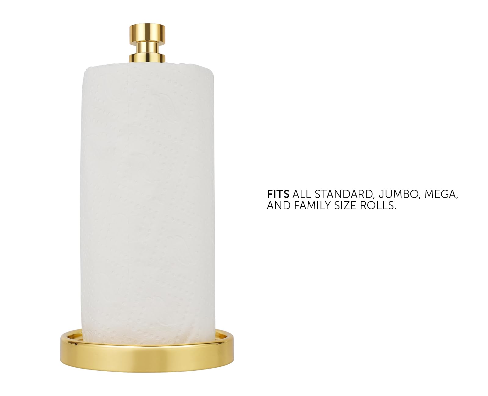 Ivilon Paper Towel Holder Stand - Sturdy & Tear-Resistant Design - Universal Fit for All Paper Towel Rolls - Elegant Gold Finish - Perfect for Kitchen, Bathroom & Office Organization