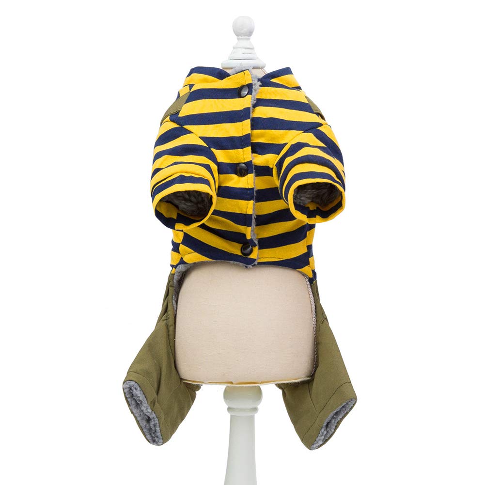 Trudz PET Dog Coat - Thickened Fleece Hoodie Jacket for Small & Medium Dogs & Cats - Warm 4-Legs Winter Sweater for Cold Weather (Yellow, Size S) - Perfect for Outdoor Walks & Indoor Comfort