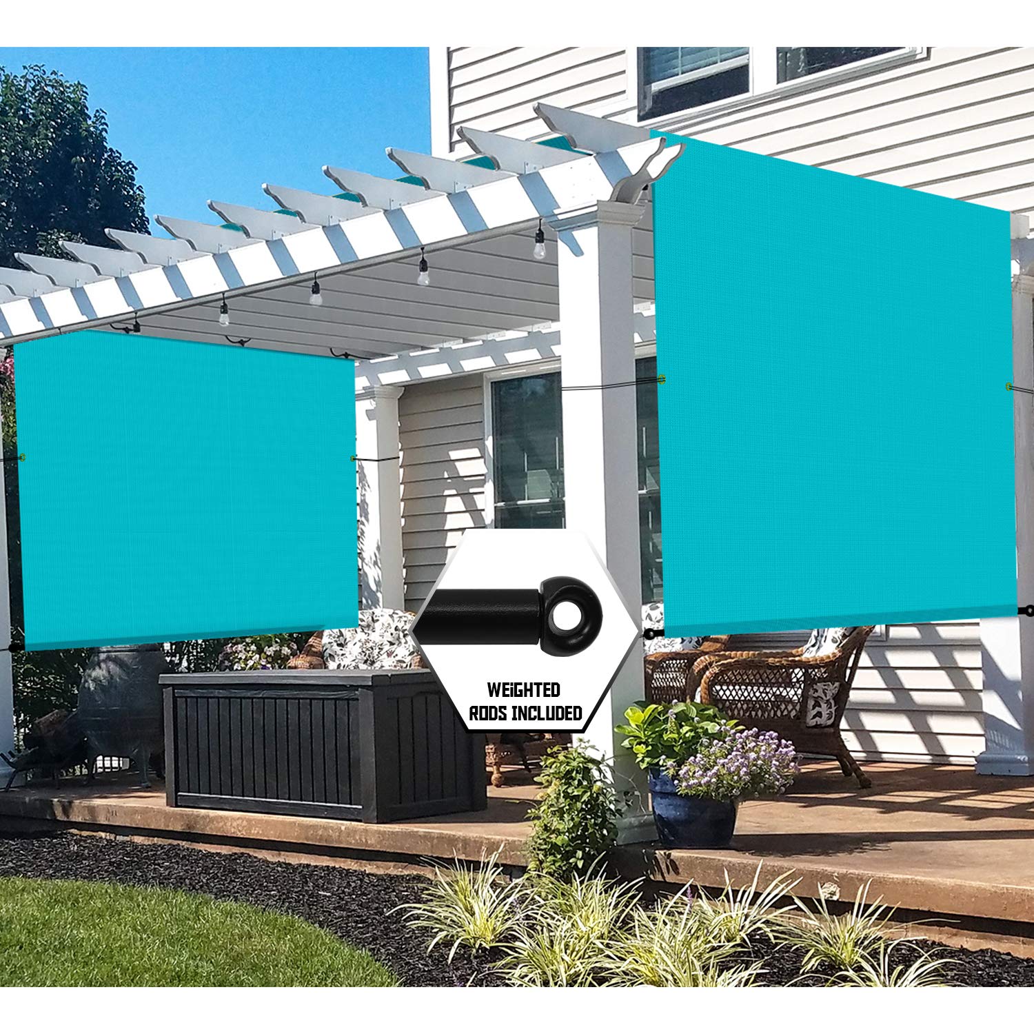 6' x 20' Waterproof Pergola Replacement Canopy Cover with Grommets & Weight Rods - UV Resistant Sun Shade Panel for Patio, Backyard, Deck - Turquoise Green Outdoor Shade Solution for Summer Relaxation & Entertaining