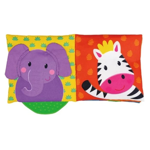 Soft Baby Book & Teether Set - Jungle Animals for Newborns & Infants | BPA-Free, Sensory & Chew Toy for Soothing Gums, Early Learning & Playtime Fun
