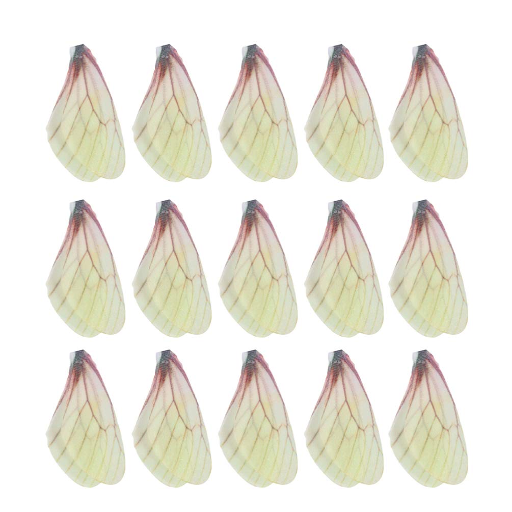 50Pcs DIY Handmade Artificial Dragonfly Wings Charms - Yellow Simulated Insect Wings for Jewelry Making, Earrings, Pendants, Hair Clips, Scrapbooking & Mixed Media Art Crafts
