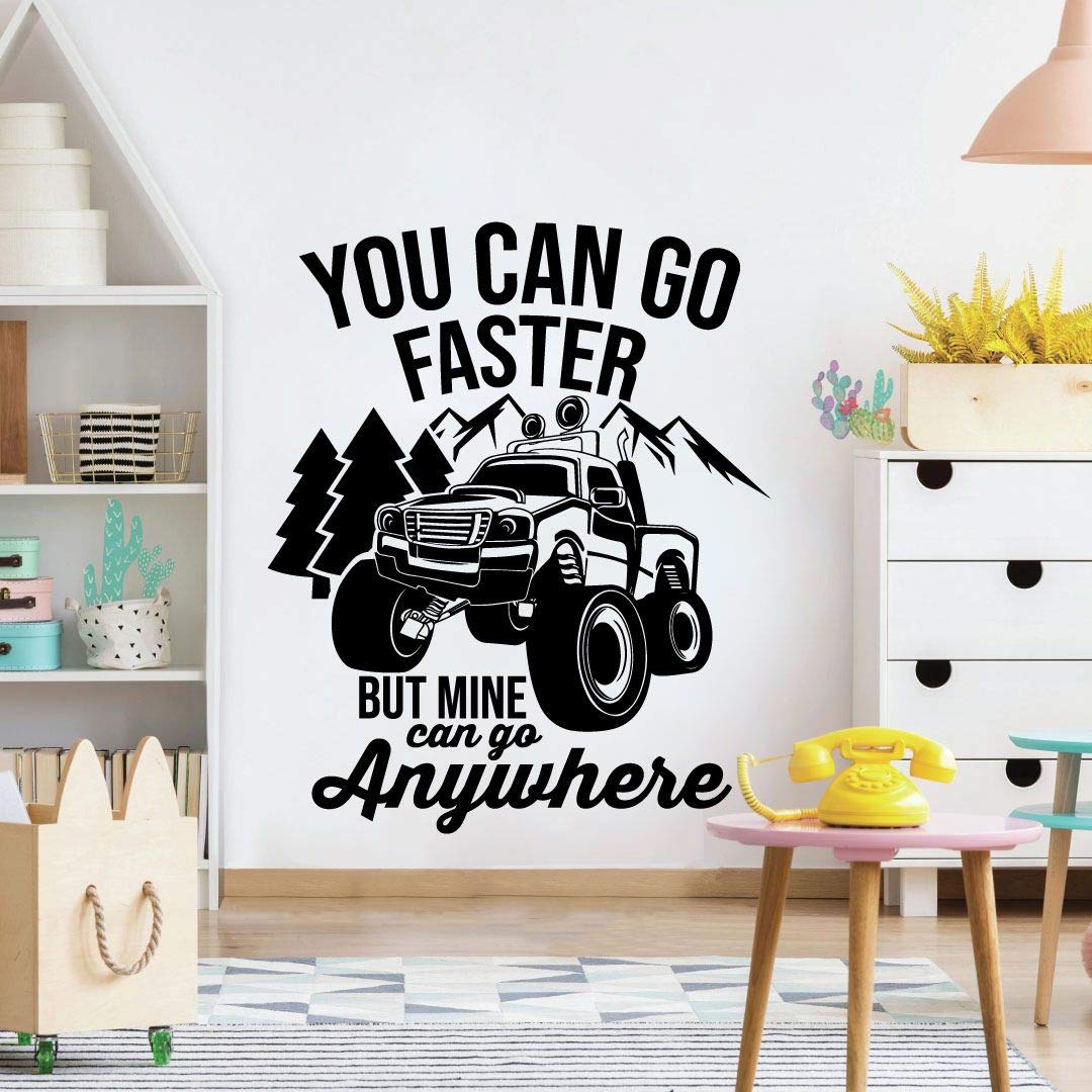 Monster Truck Toy Car Wall Decal - 20x18 Inch Vinyl Sticker Art for Kids Room, Bedroom, Nursery & Kindergarten - Fun Home Decor for Boys & Girls - Perfect for Playrooms, Dorm Rooms & Party Decorations