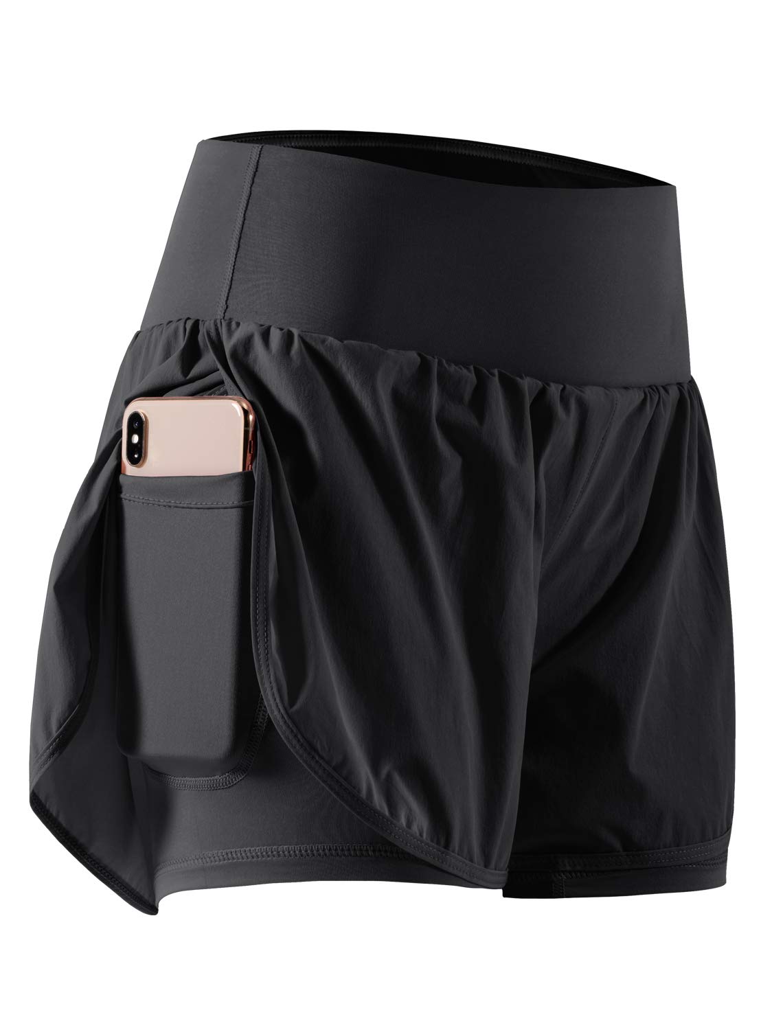 CADMUS 2-in-1 Women's Workout Shorts with Phone Pockets - High Waist Yoga Running Shorts for Gym, Jogging & Active Lifestyle