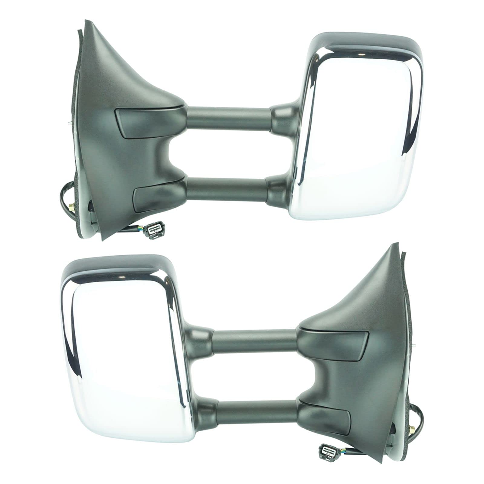 Heated Power Side Mirrors with Memory & Towing Function - Textured Black Chrome Pair for Nissan & Suzuki - Perfect for Off-Roading & Winter Driving