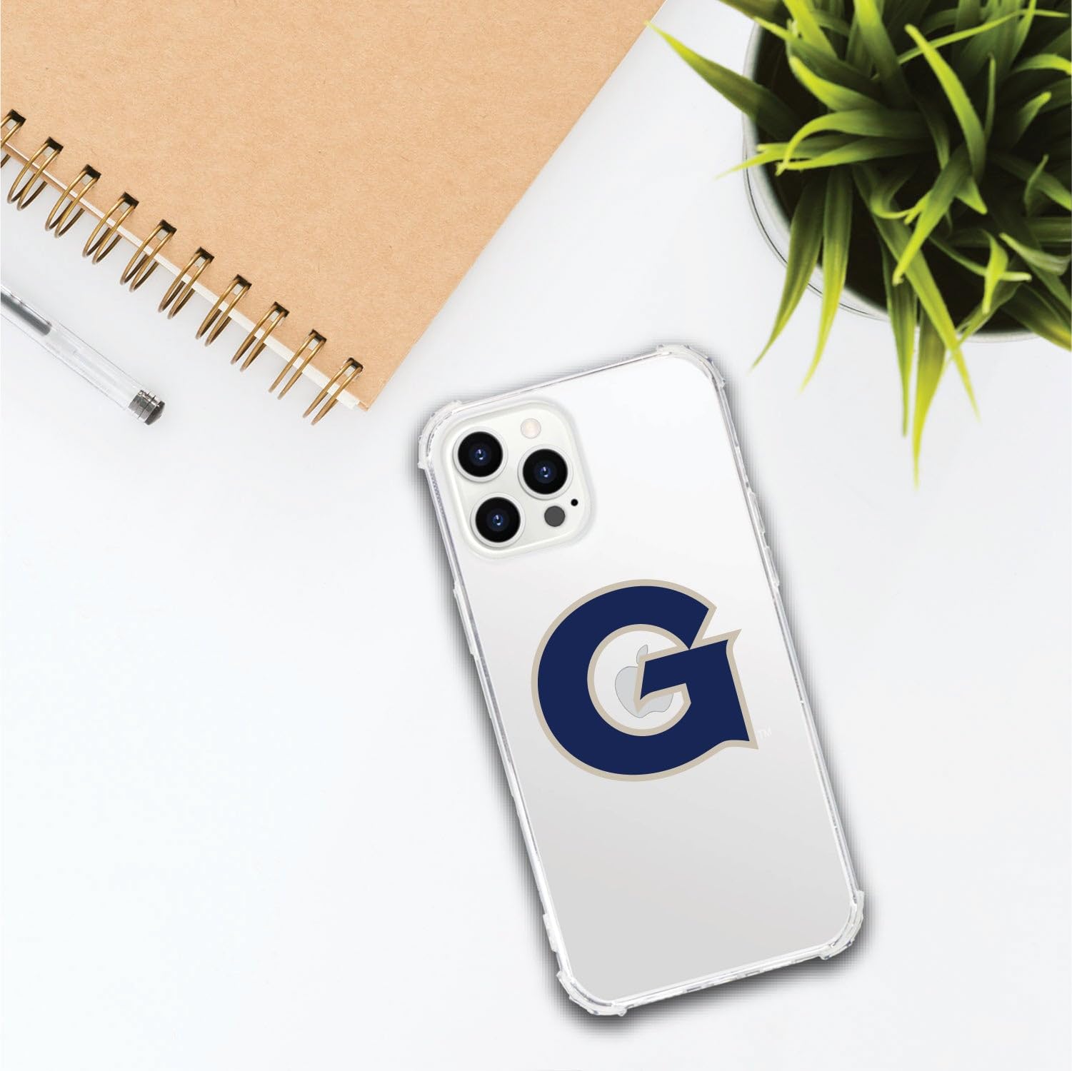 OTM Essentials Rugged Phone Case for iPhone 13 Pro Max - Shockproof Protective Cover with Tough Edge in Classic White | Perfect for Georgetown University Students & Active Lifestyles
