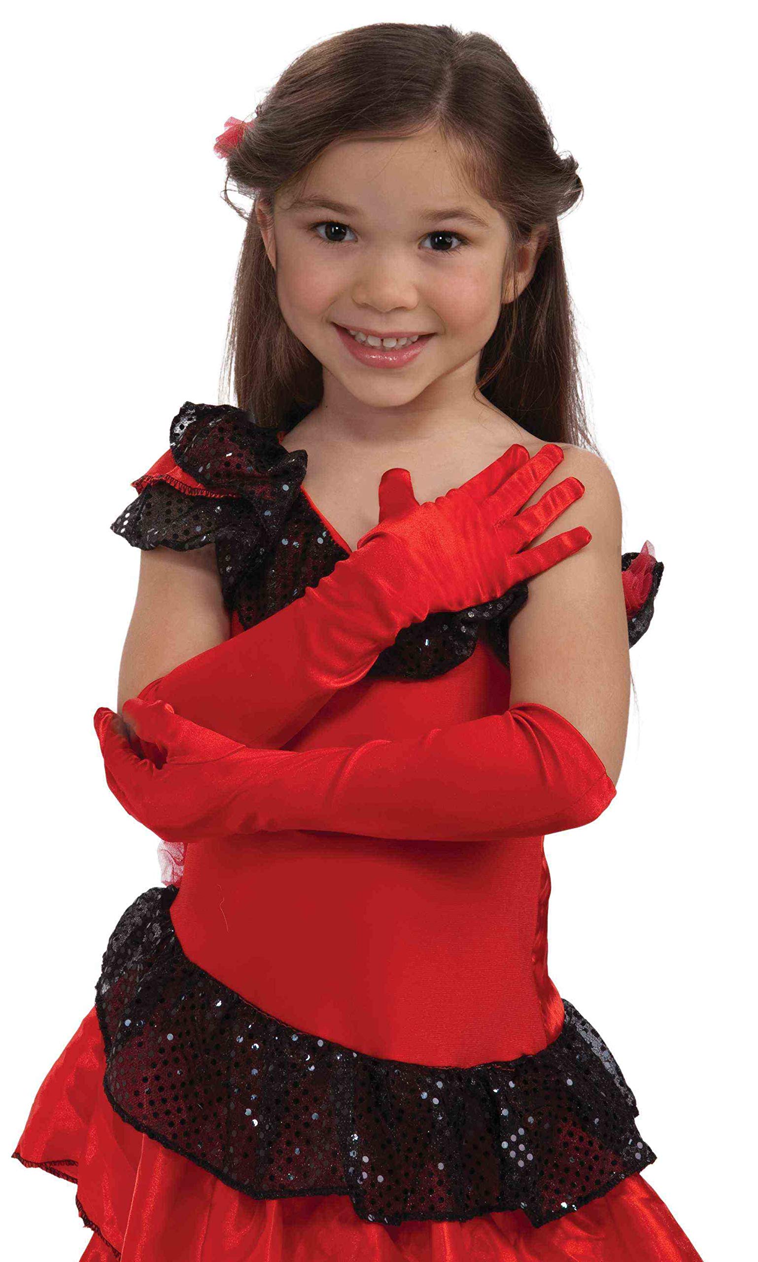 Kids Opera Satin Gloves - Elegant Red Costume Gloves for Ballet, Dance Recitals & Dress-Up Play | Perfect for Performances, Halloween & Special Occasions