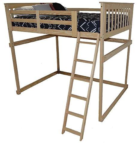 A & L Furniture Mission Style Loft Bed with Side Ladder - Space Saving Twin Size Wooden Bunk Bed for Kids & Teens - Perfect for Small Bedrooms, Dorms & Guest Rooms