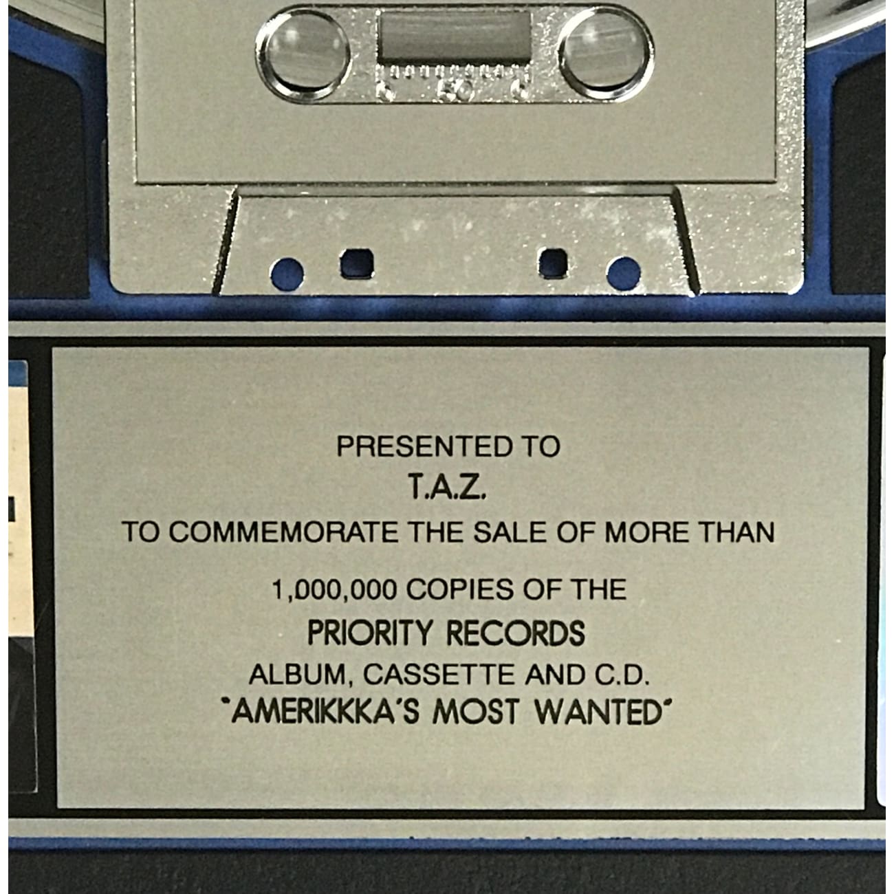 Ice Cube AmeriKKKa's Most Wanted RIAA Platinum Album Award - Classic 90s Hip Hop Music CD - Perfect for Collectors & Music Lovers