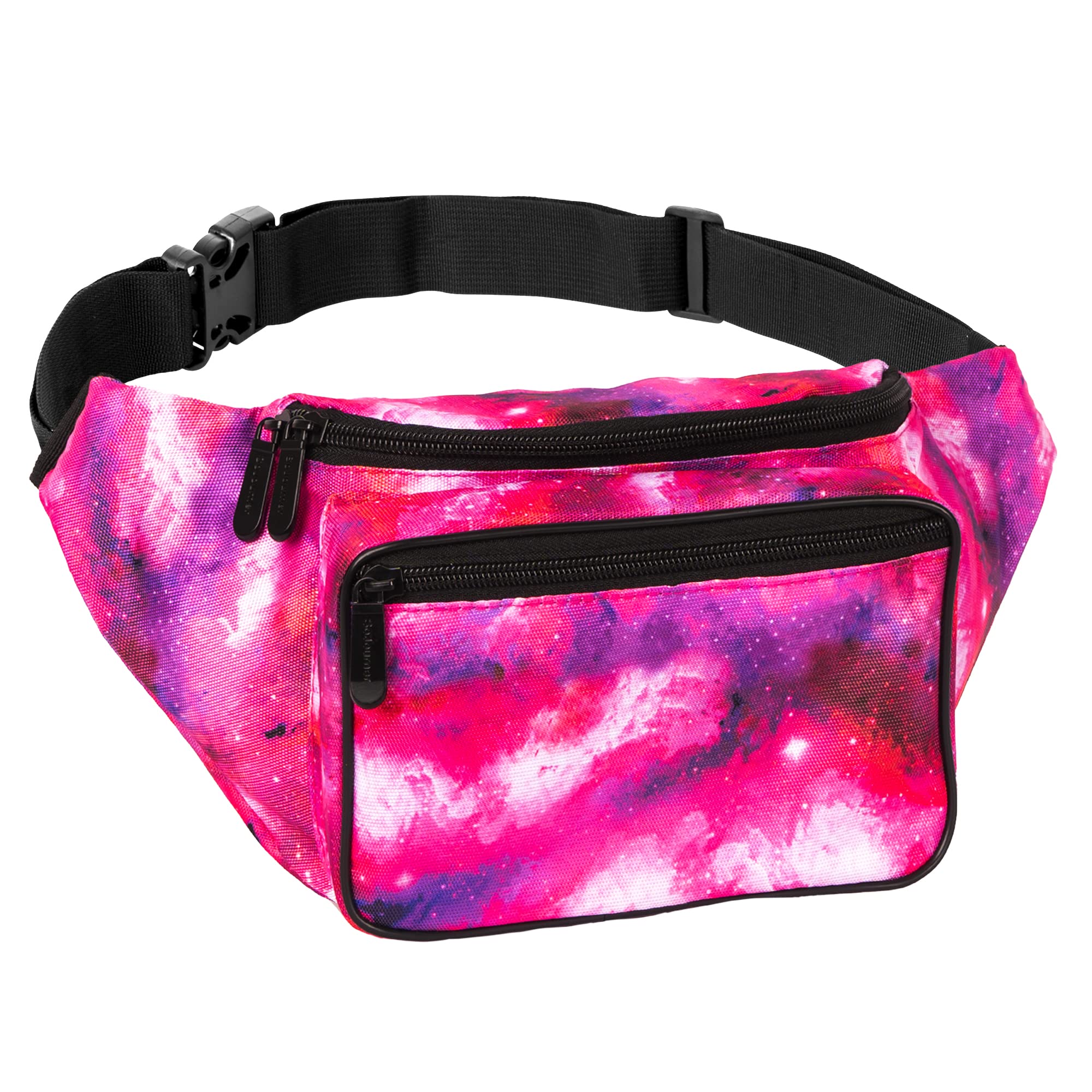 Fashionable Unisex Fanny Pack Belt Bag - Waterproof Crossbody Waist Pack for Men & Women - Hands-Free Hiking, Running, Travel Accessory - Perfect for Outdoor Adventures, Concerts & Daily Use (Galaxy Pink & Purple)