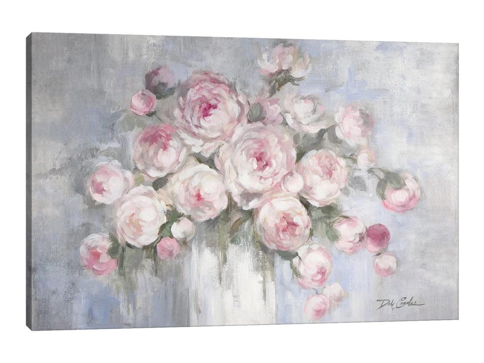 TIMUBA Pink Roses Canvas Wall Art - 32x48 Inch Floral Botanical Painting Print for Bathroom & Living Room Decor | Ready to Hang Flower Artwork | Perfect for Home, Office & Bedroom Wall Decoration