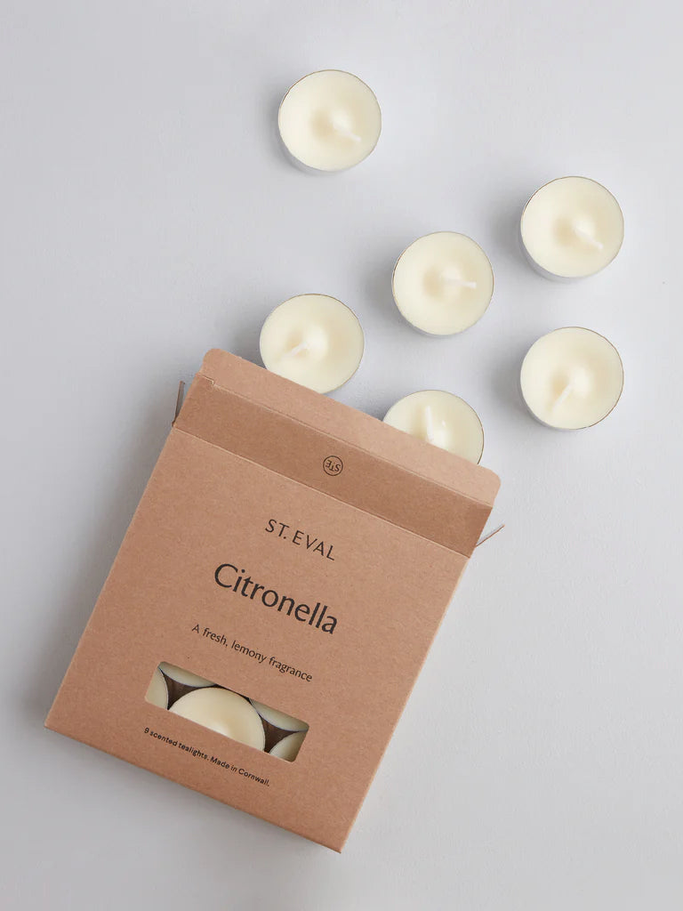 St. Eval Citronella Tealight Candles - Natural Mosquito Repellent for Outdoor Patio, Garden & Camping Use