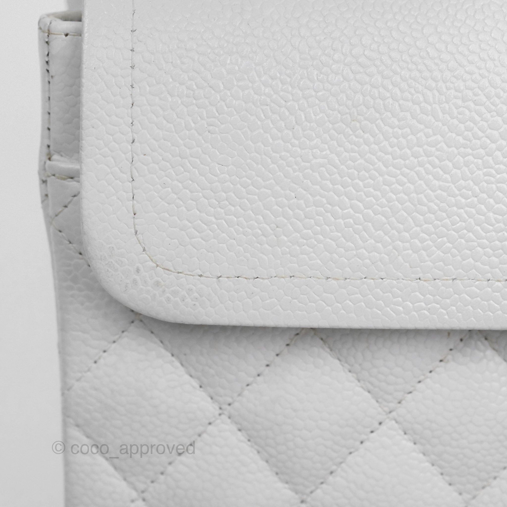 Chanel Classic Medium Double Flap Bag in White Caviar Leather with Silver Hardware - Luxury Handbag for Women, Perfect for Parties, Weddings & Everyday Elegance