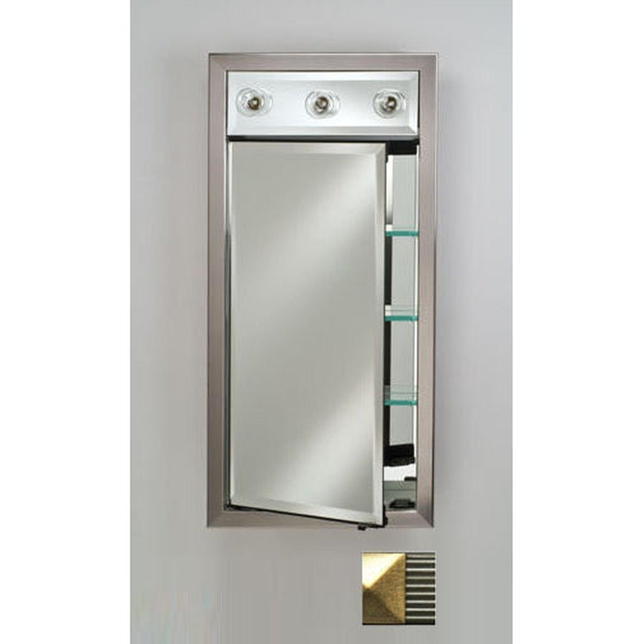 Afina Signature 17x30 Inch Recessed Left-Hinged Single Door Medicine Cabinet - Antique Silver & Gold Finish with Built-In LED Lighting for Bathroom Vanity & Modern Home Decor