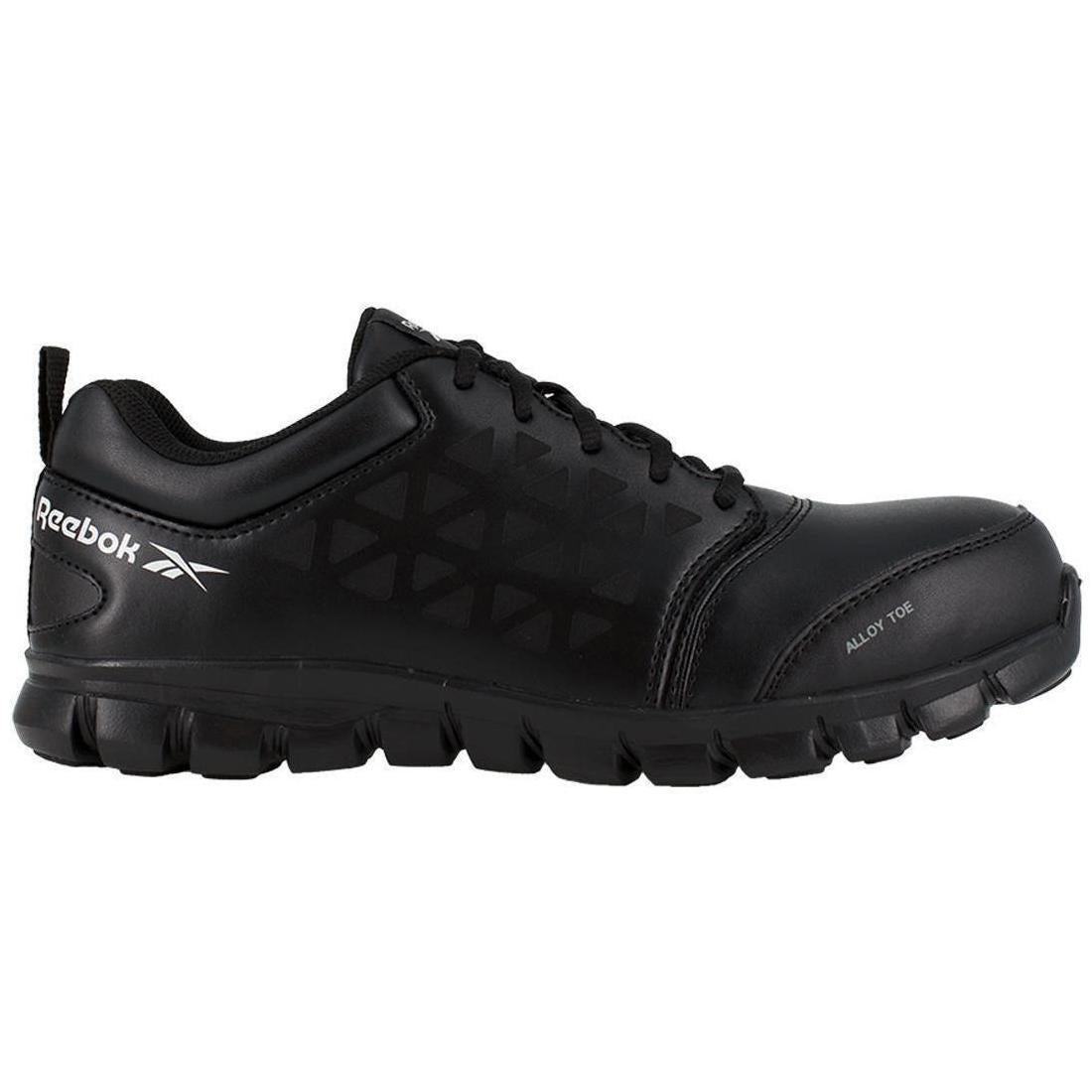 Sublite Cushion Alloy Toe Athletic Work Shoes - Black Leather Safety Shoes for Men & Women - Comfortable & Lightweight for Construction, Warehouse & Industrial Work