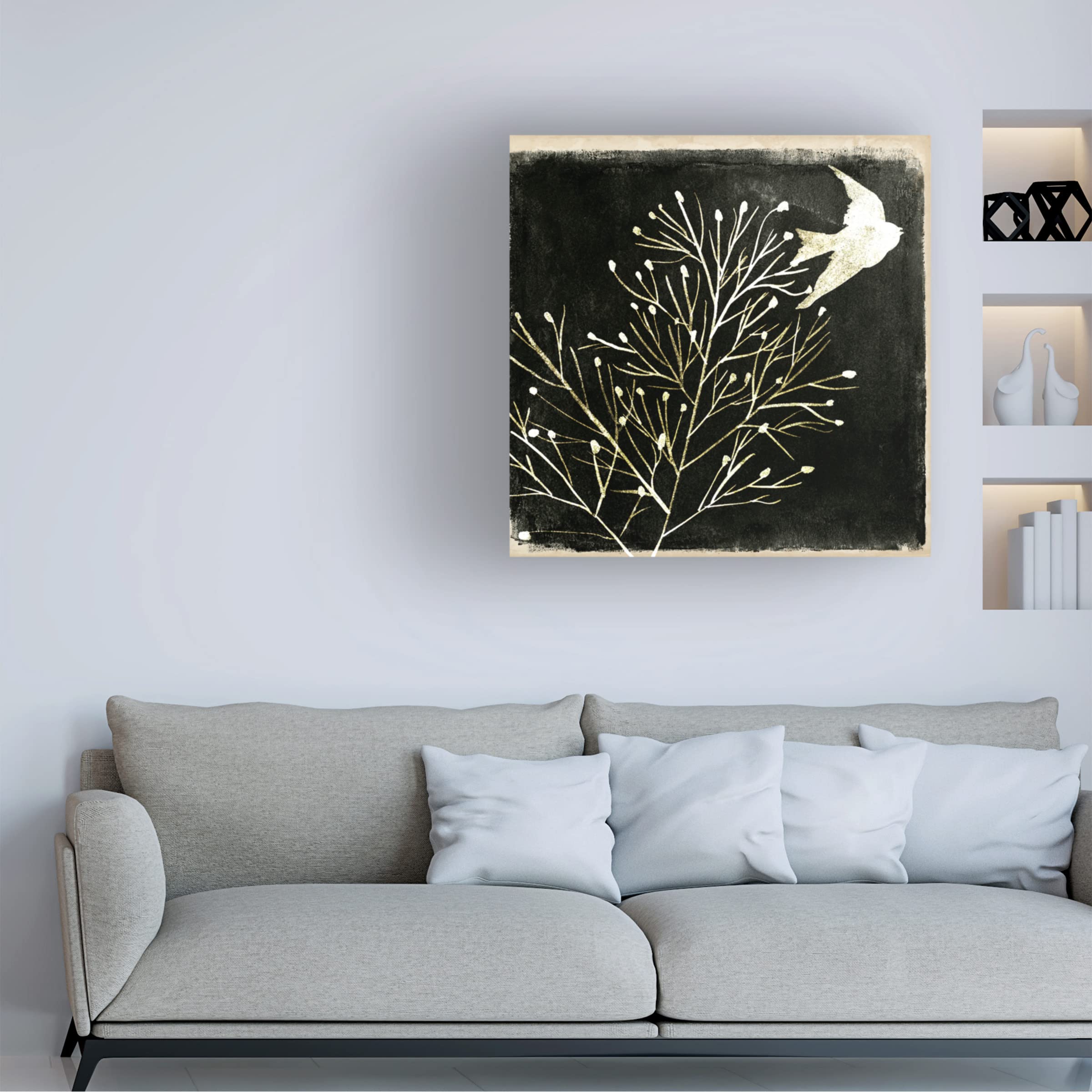 Trademark Fine Art 'Black Night I' Canvas Wall Art by Melissa Wang - Modern Abstract Painting for Living Room, Bedroom & Office Decor