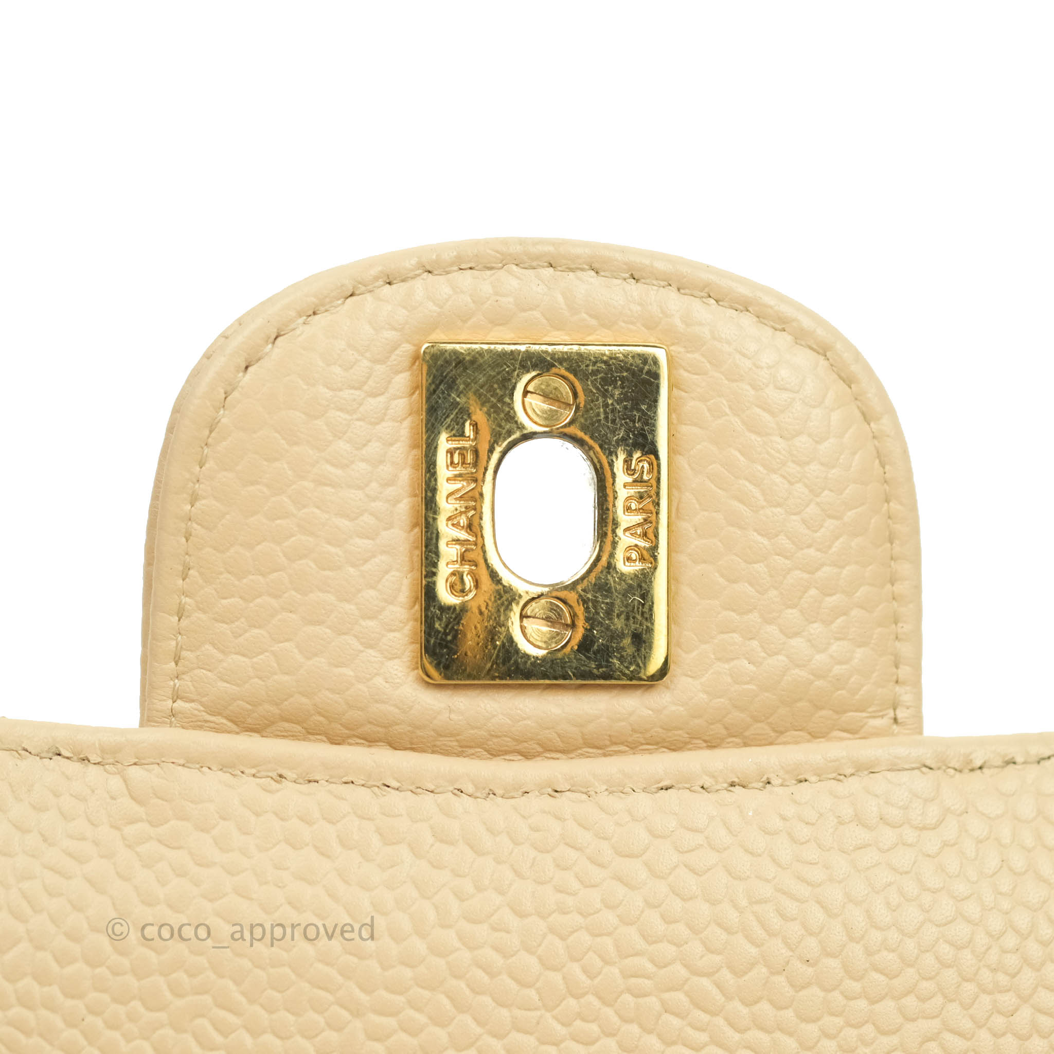 Chanel Classic Medium Double Flap Bag in Beige Caviar Leather with Gold Hardware - Luxury Designer Handbag for Women, Perfect for Work, Evening Events & Special Occasions