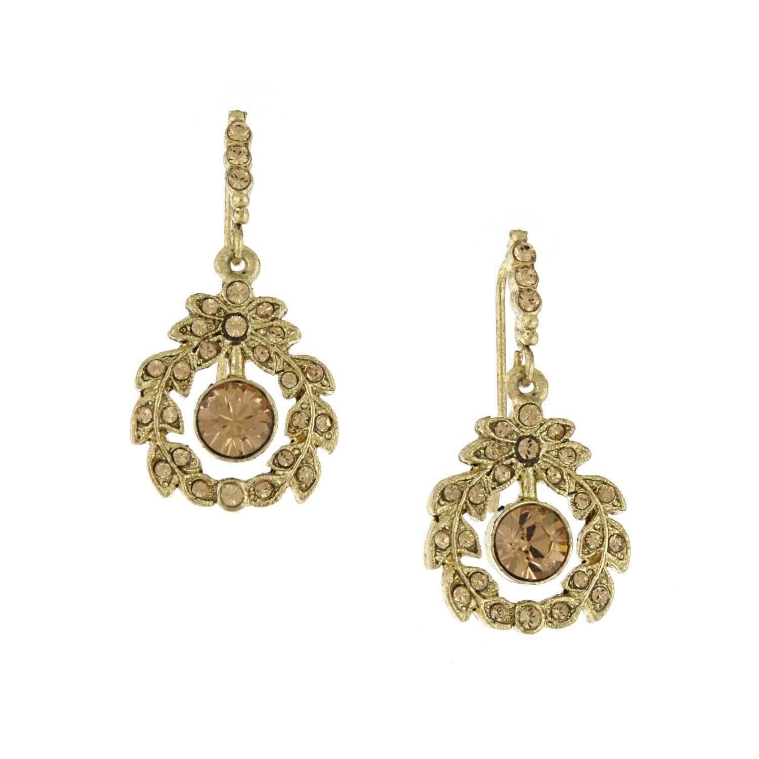 1928 Jewelry Colorado Topaz Crystal Wreath Drop Earrings - Vintage Style Dangle Earrings for Women, Perfect for Weddings, Parties & Special Occasions