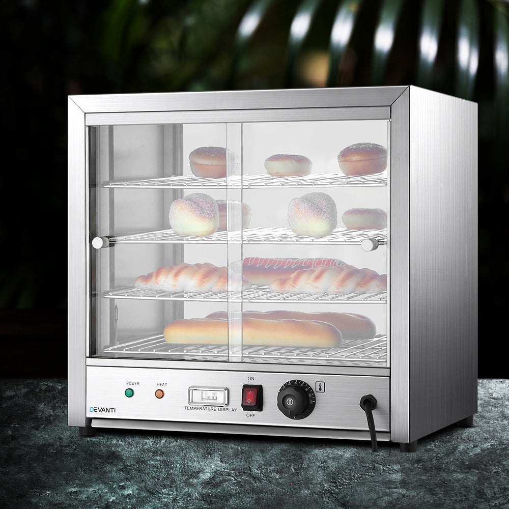 Devanti 54cm Commercial Food Warmer - Stainless Steel Hot Display Cabinet for Restaurants, Buffets & Catering | Keep Meals Warm & Fresh for Hours