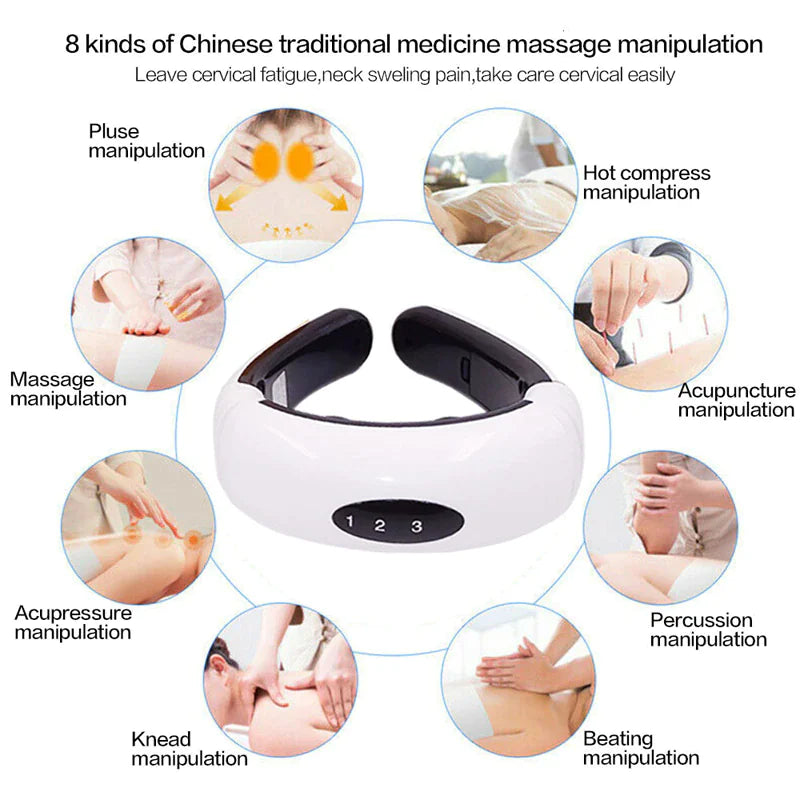 Electric Neck Massager with Pulse & Magnetic Therapy - Instant Pain Relief for Shoulder, Back & Muscle - Perfect for Office, Travel & Home Use
