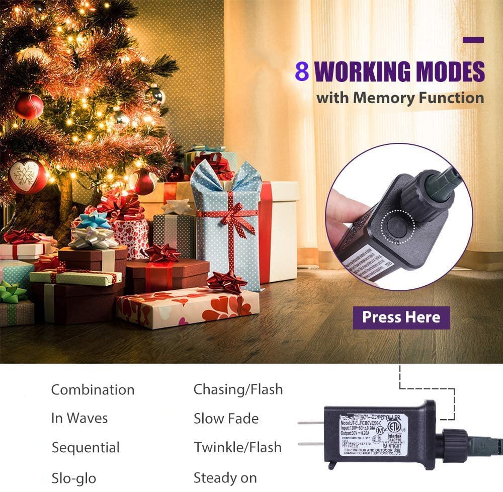 600 LED Connectable String Lights - 210 ft with 8 Lighting Modes | Warm White Mini Fairy Lights for Indoor & Outdoor Use | Perfect for Christmas Tree, Garden, Wedding, Party & Home Decoration