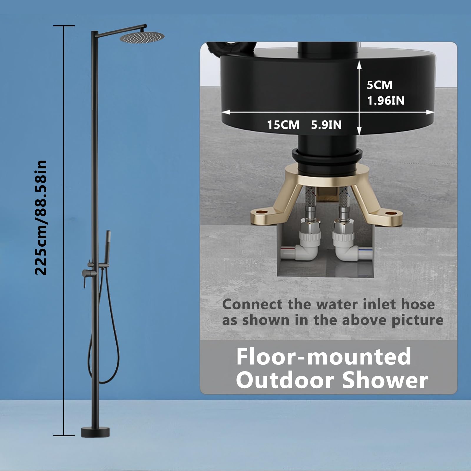 Freestanding Outdoor Shower with 10