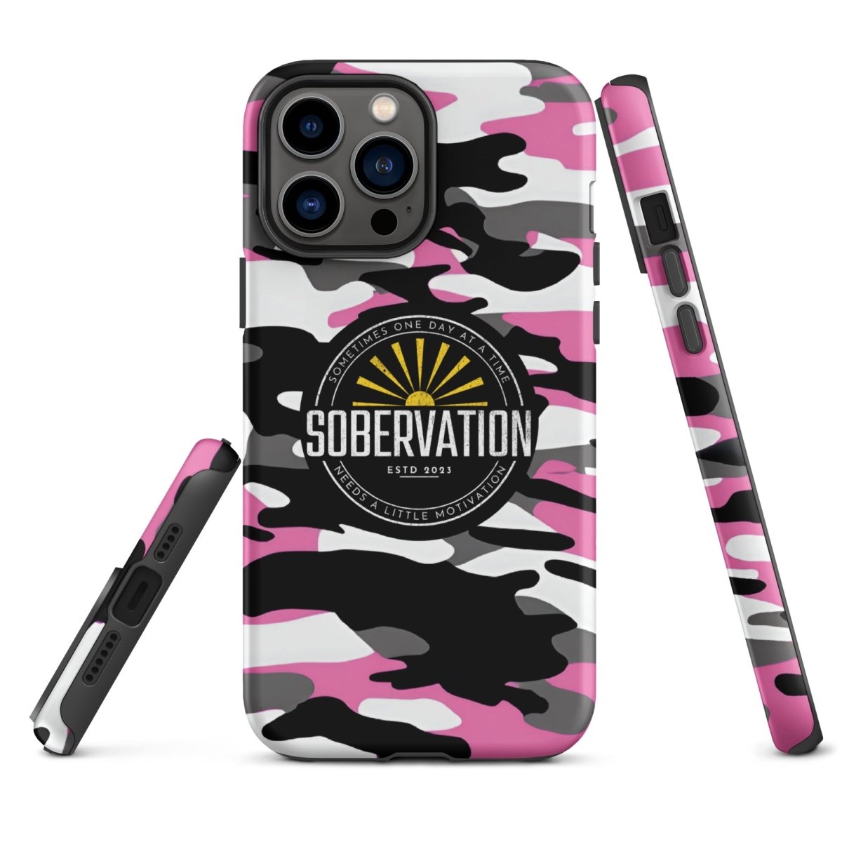 Sobervation Pink Camo Samsung Phone Case - Protective Cover for Samsung Galaxy [Model] | Durable Shockproof Design for Sober Lifestyle & Recovery Support | Perfect for Daily Use, Meetings, and Outdoor Activities