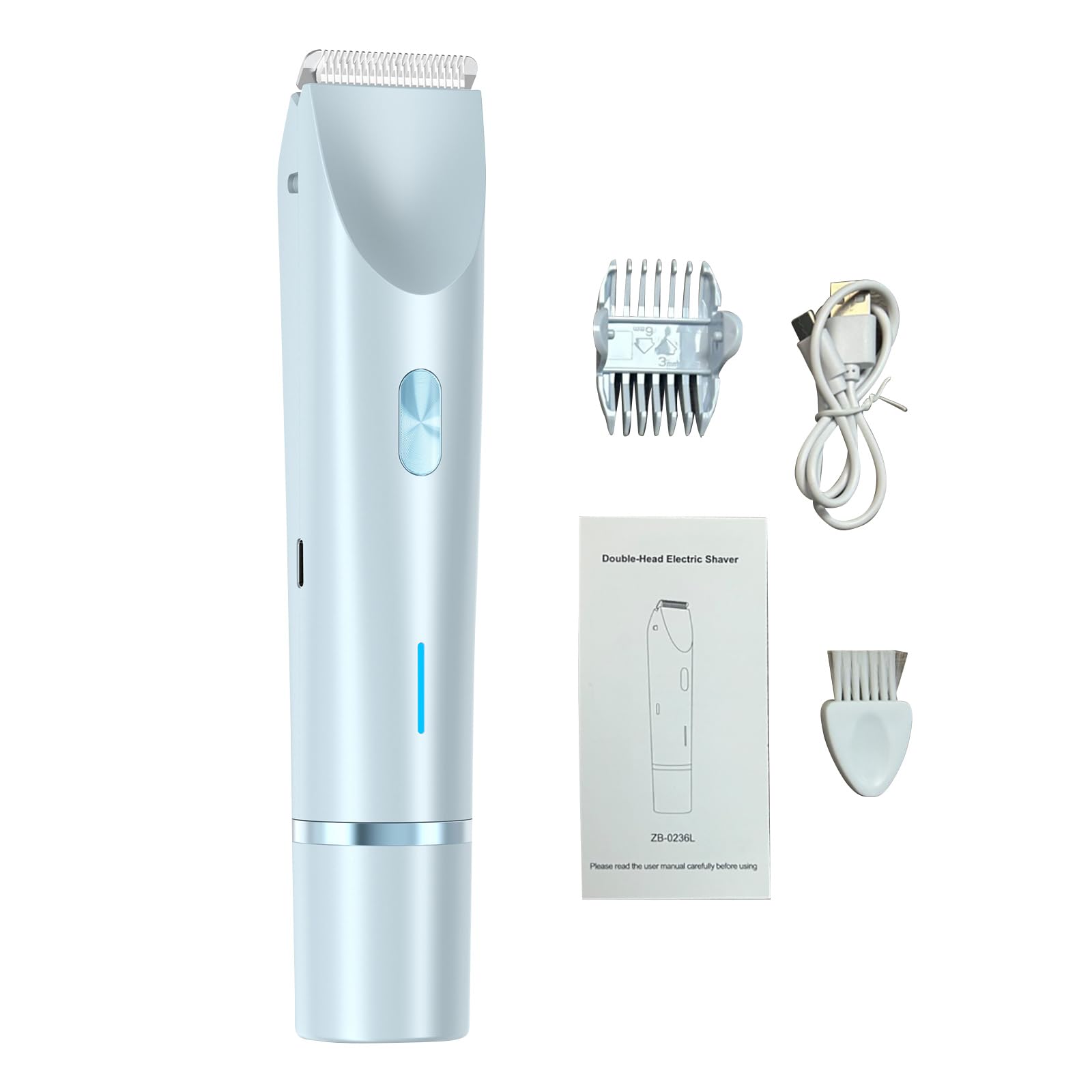 2025 New Bikini Shaver & Body Hair Trimmer - Dual Head Electric Razor for Women, GlowShave 2-in-1 Rechargeable Shaver with LED Light (Sky Blue) - Perfect for Travel, Gym & Sensitive Skin Care