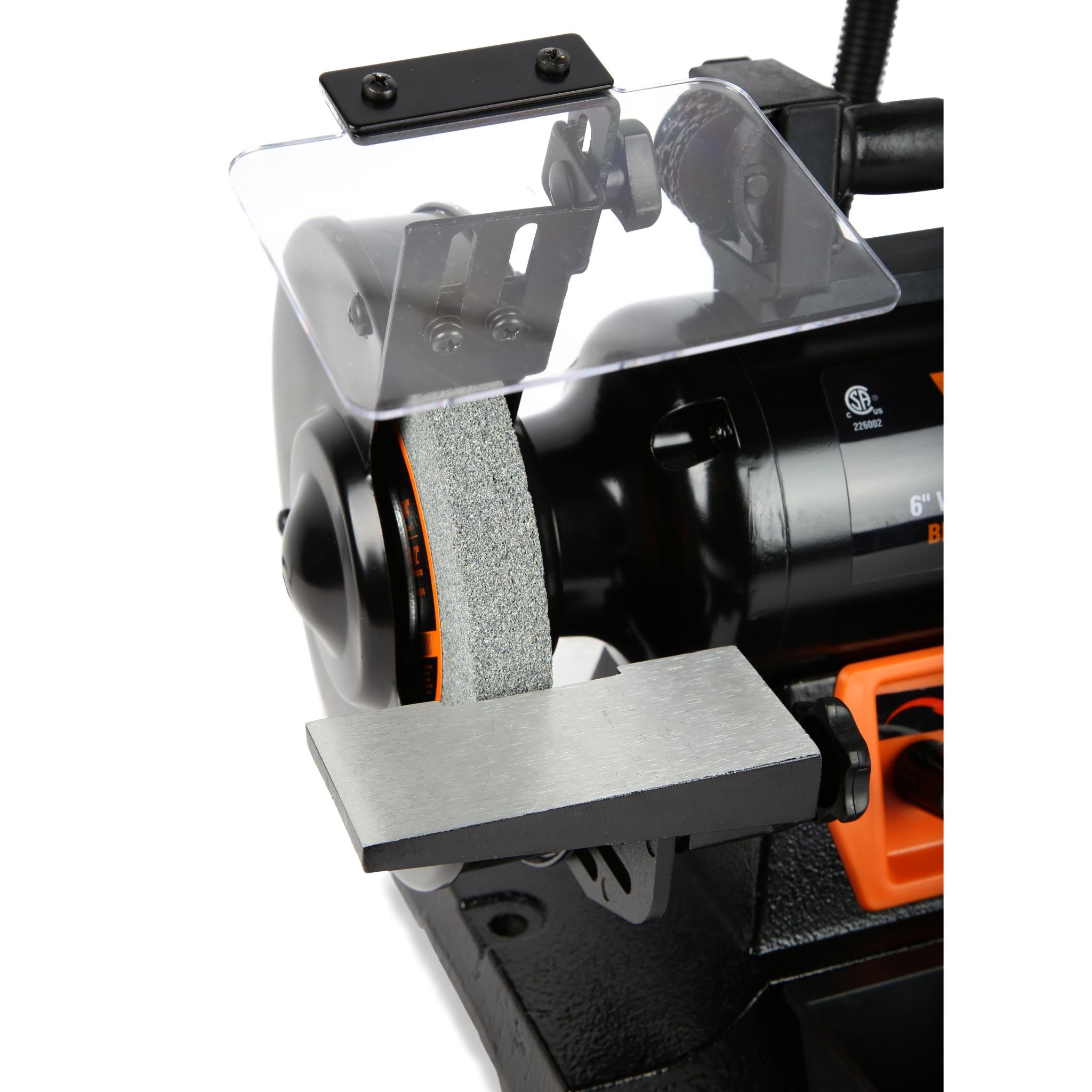 WEN BG625V 2.5 Amp 6 Inch Variable Speed Bench Grinder with Flexible Work Light - Perfect for Metalworking, Woodworking & DIY Projects in Home Workshops