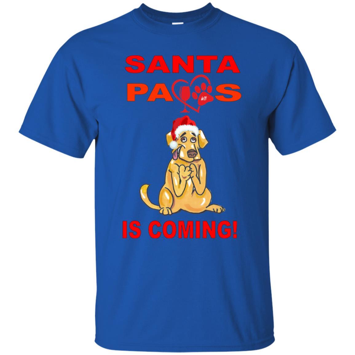 Santa Paws Is Coming Christmas Dog Lover T-Shirt - Ultra Soft Cotton Tee for Pet Owners - Funny Holiday Gift for Dog Moms & Dads - Perfect for Christmas Parties & Family Photos