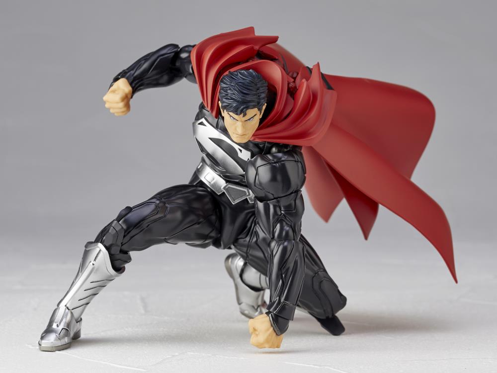Amazing Yamaguchi Revoltech No. 027EX Superman Black Suit Action Figure - Collectible DC Comics Superhero Toy for Display & Photography