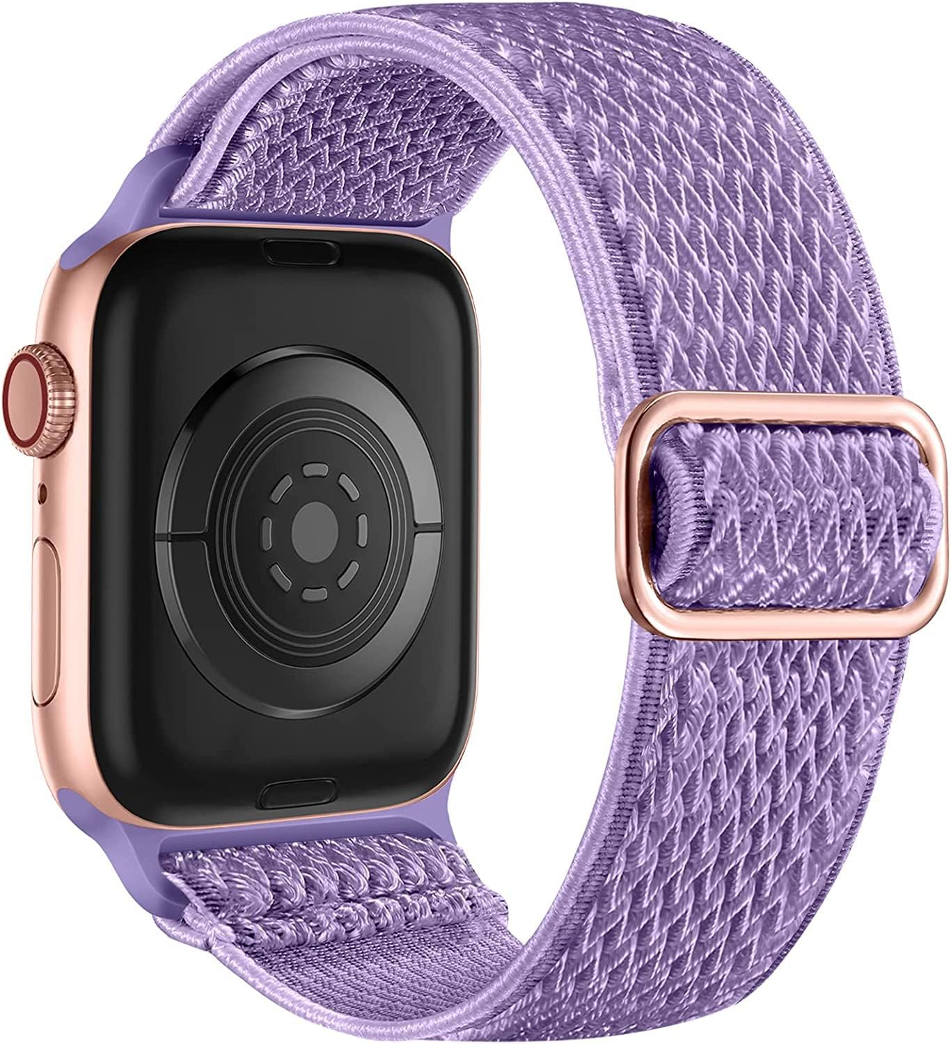 Lerobo Stretchy Nylon Solo Loop Sport Band Compatible with Apple Watch Series 10/9/8/7/SE/6/5/4/3/2/1 (44mm 45mm 46mm 49mm) - Soft Breathable Adjustable iWatch Band for Women & Men - Perfect for Workouts, Running & Daily Wear - Lavender