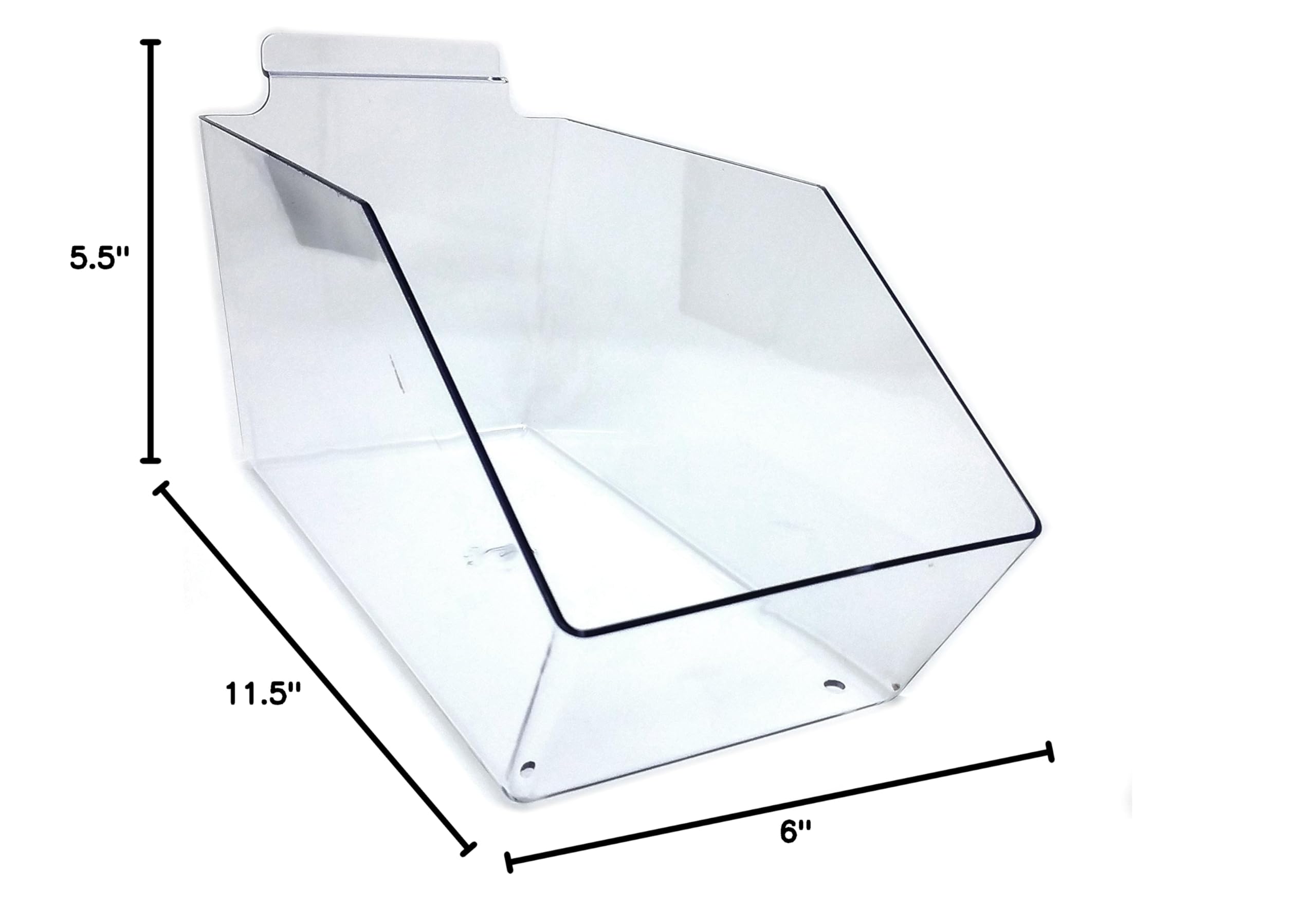 Clear Acrylic Slatwall Bins 10 Pack - 6