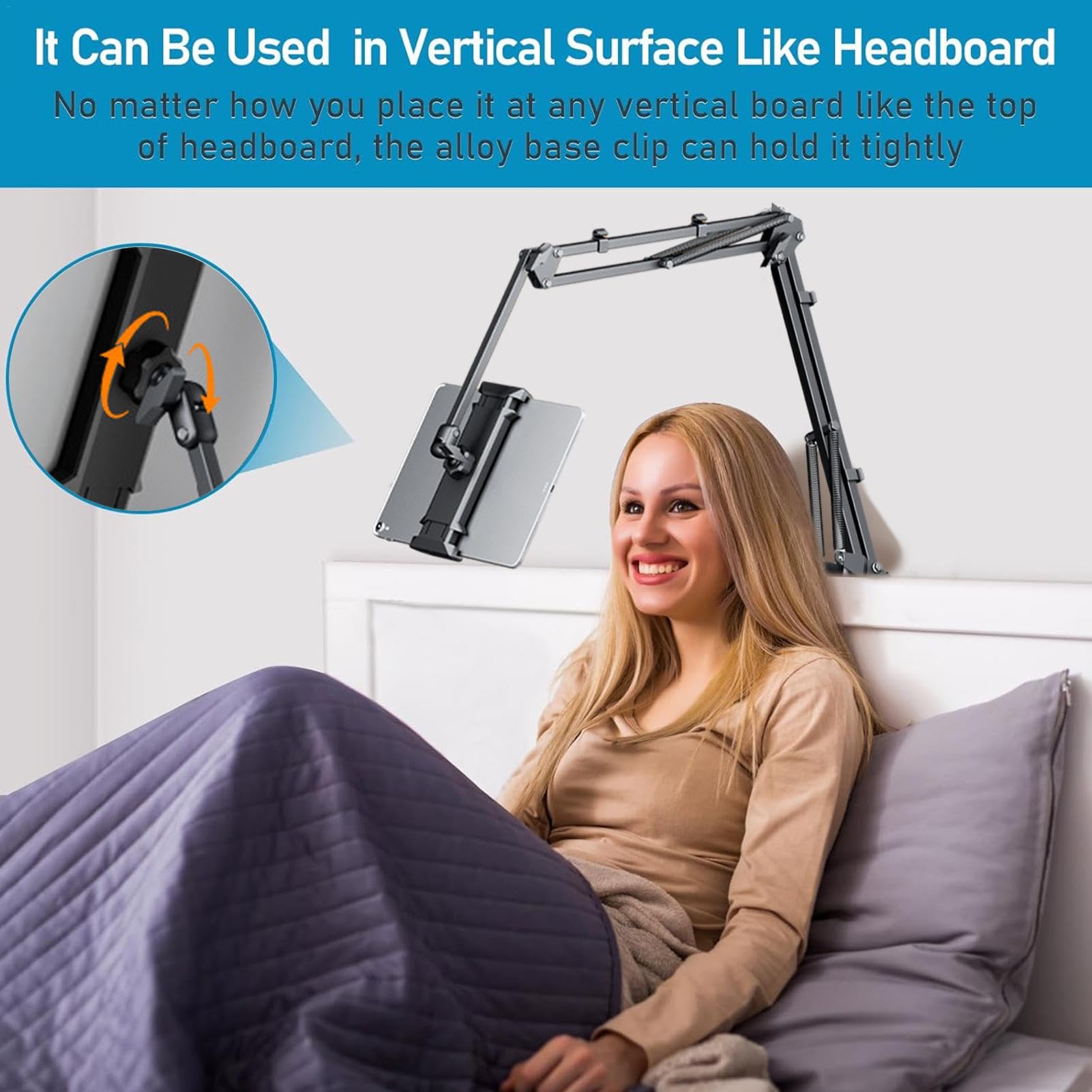 Adjustable Phone Holder for Bed - 360° Swivel & Flexible Phone Mount Stand for iPhone, Samsung & Smartphones - Perfect for Reading, Watching Videos & Hands-Free Calling in Bed