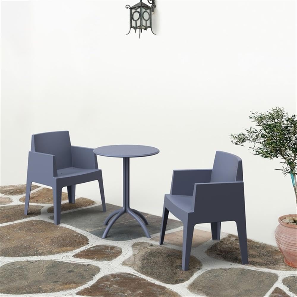Commercial-Grade Dark Gray Octopus Round Patio Bistro Table - Durable Outdoor Dining & Cafe Furniture for Restaurants, Bars, and Garden Decor